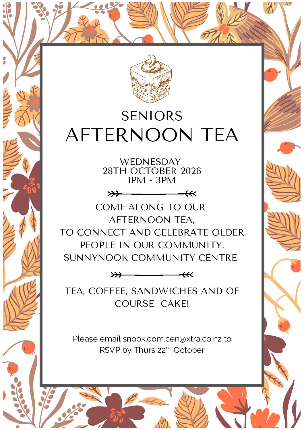 Seniors Afternoon Tea 28-Oct-2026